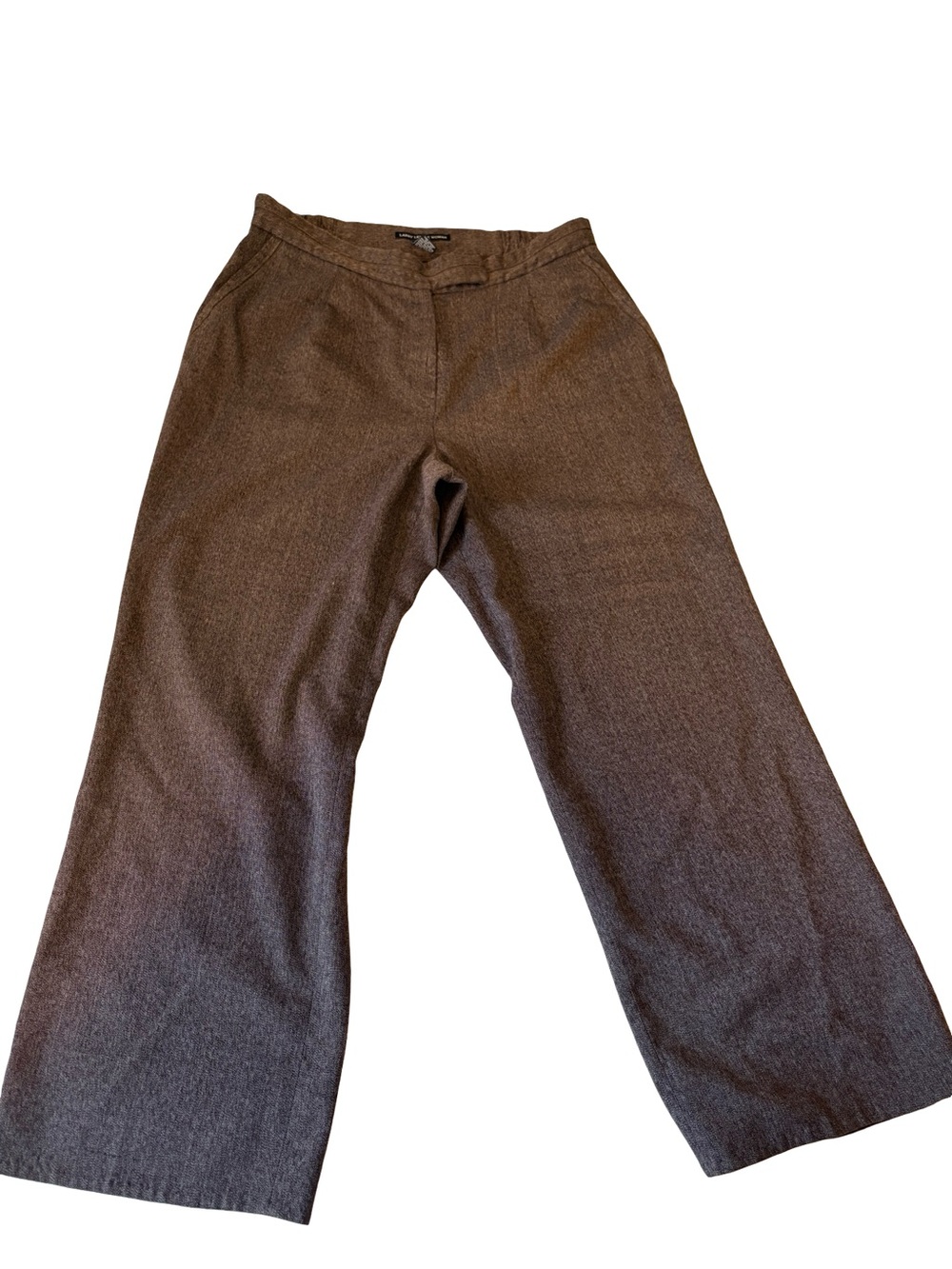 Larry Levine Woman Brown Herringbone Wide Leg Trouser Pants 16W